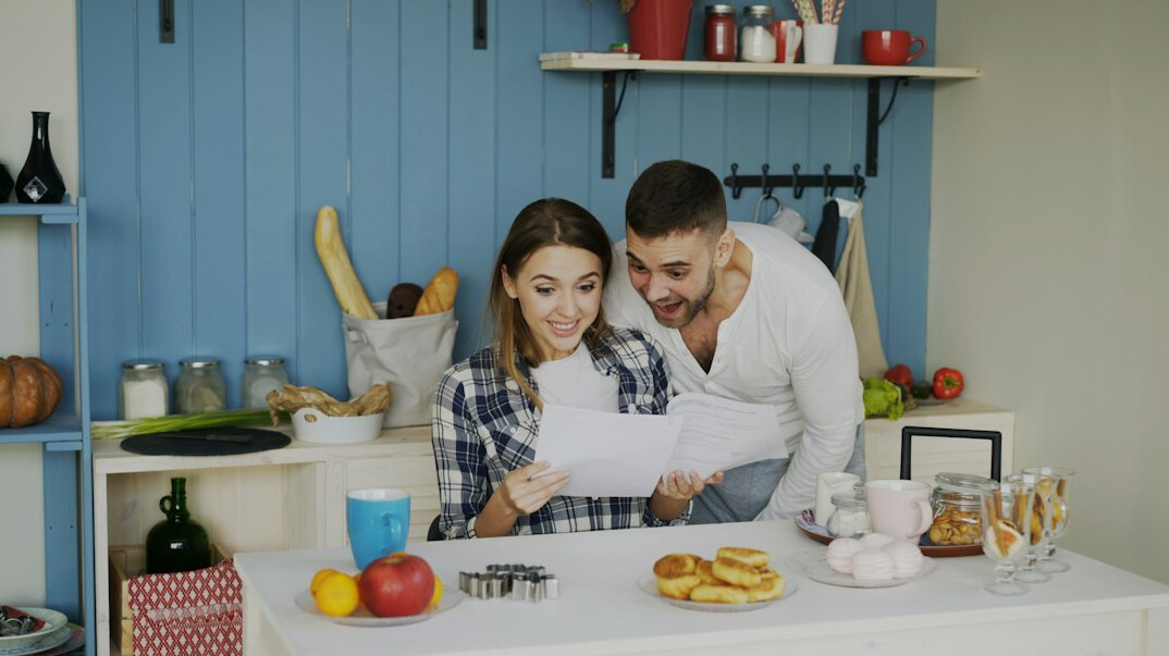 family discussing finances at home